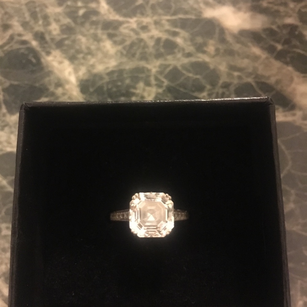 Asscher cut cubic zirconia ring